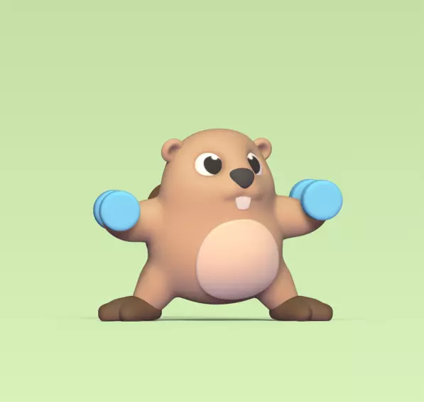 Beaver Working Out 3D print model