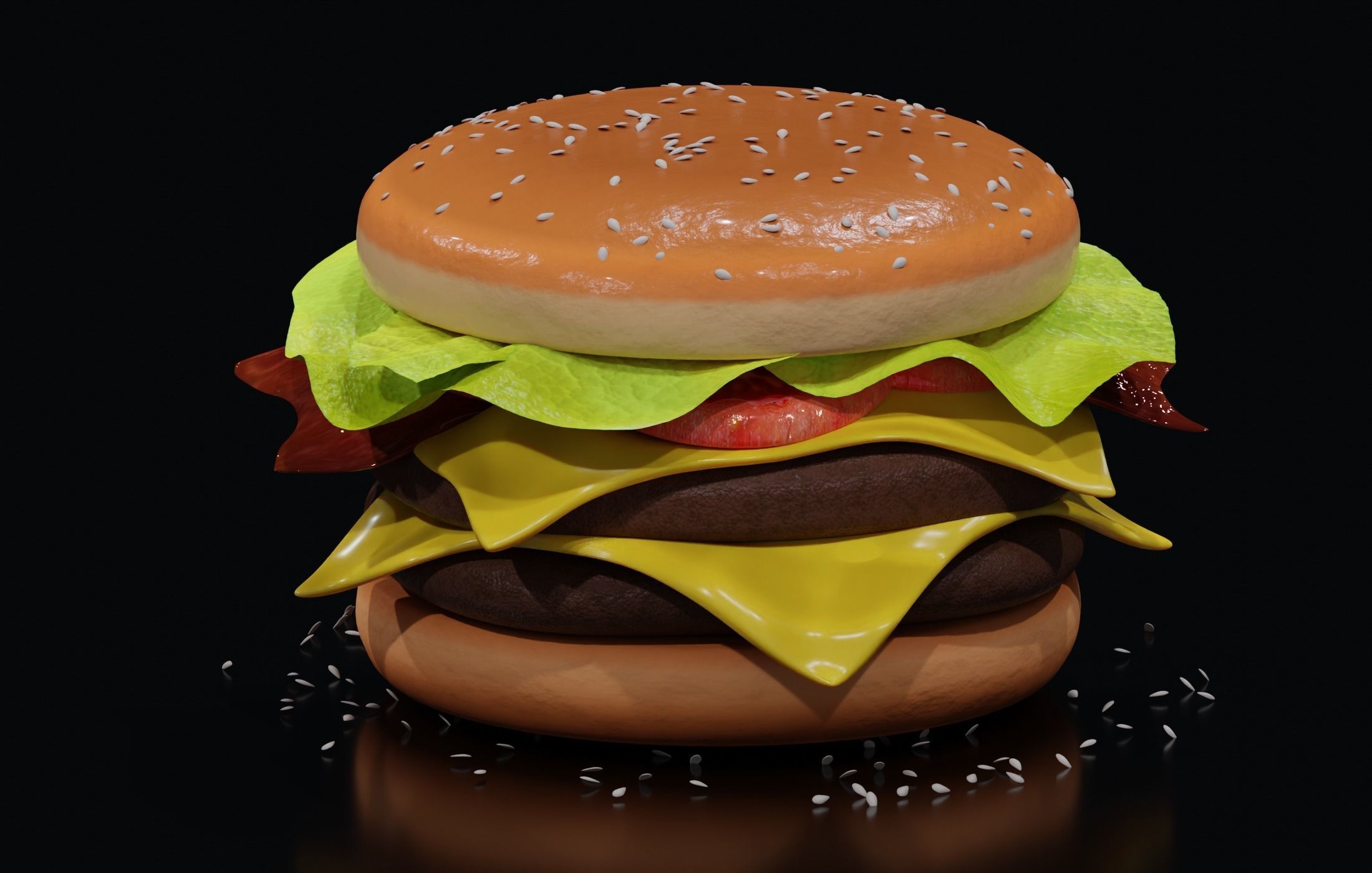 Double Cheese burger 3D model 3D model_1