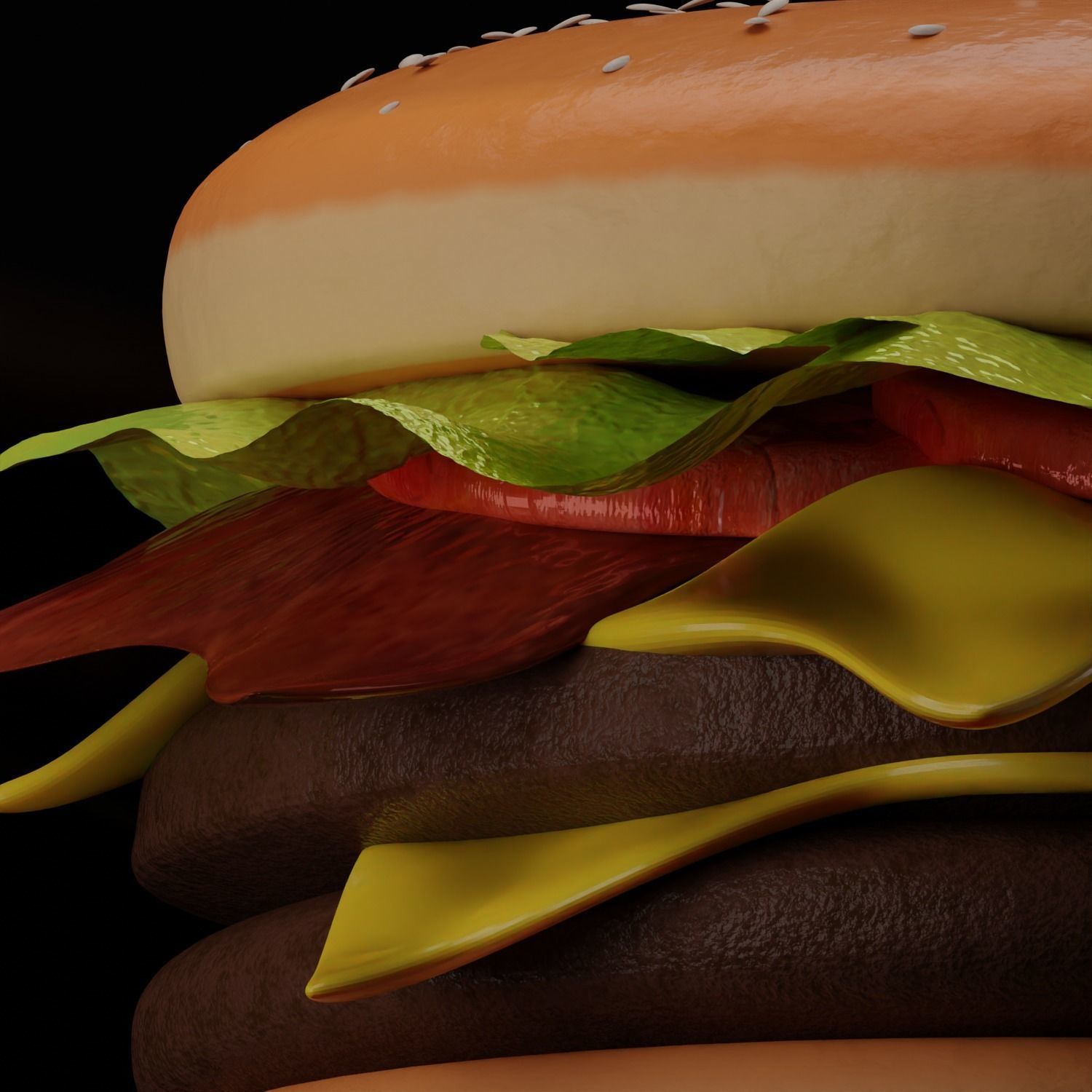 Double Cheese burger 3D model 3D model_3