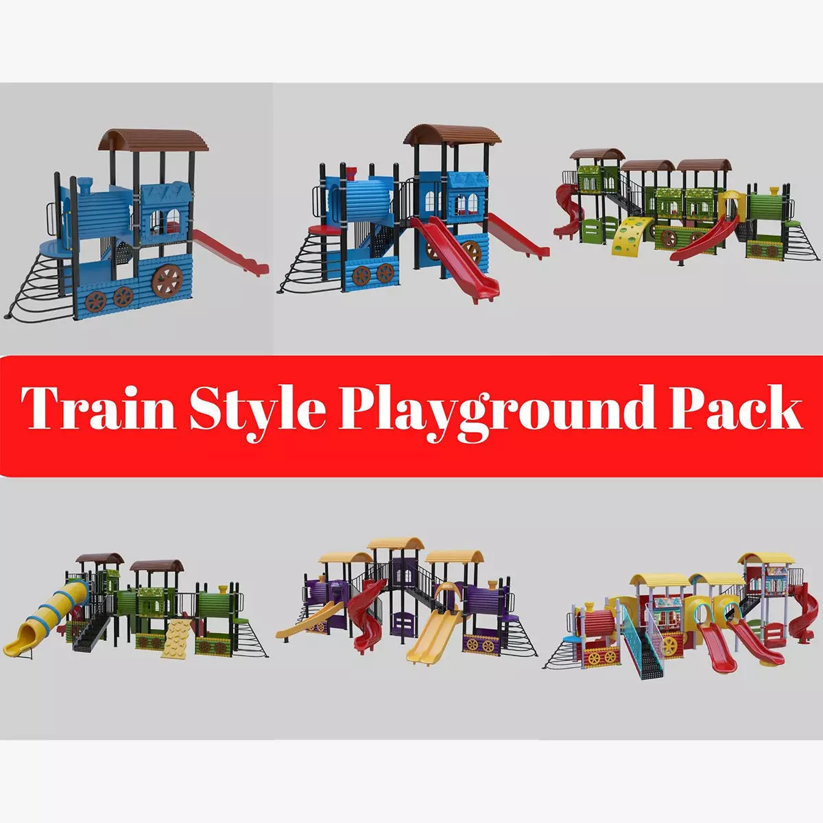 Train Style Playground Pack 3D Model Collection_0
