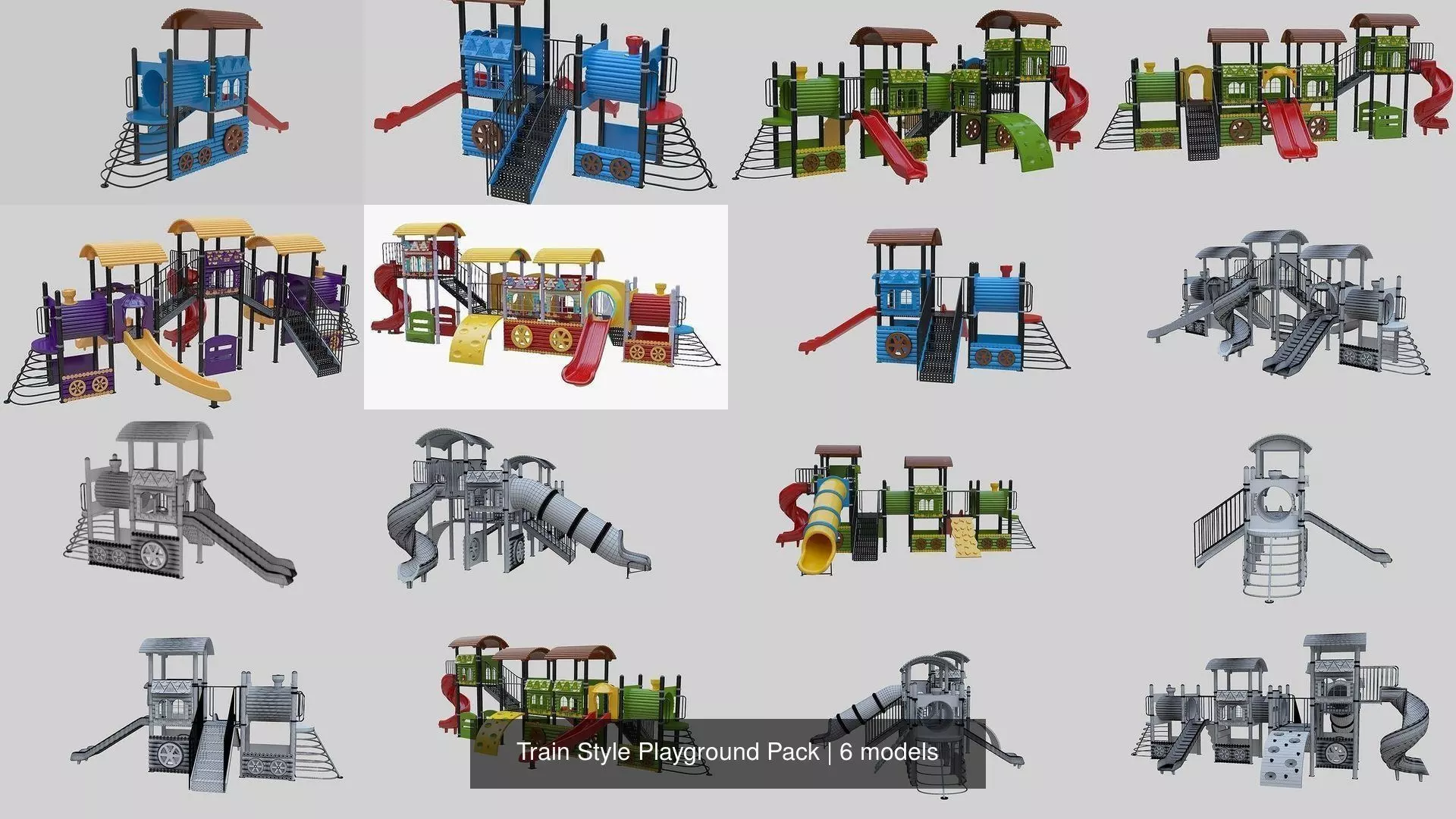 Train Style Playground Pack 3D Model Collection_1