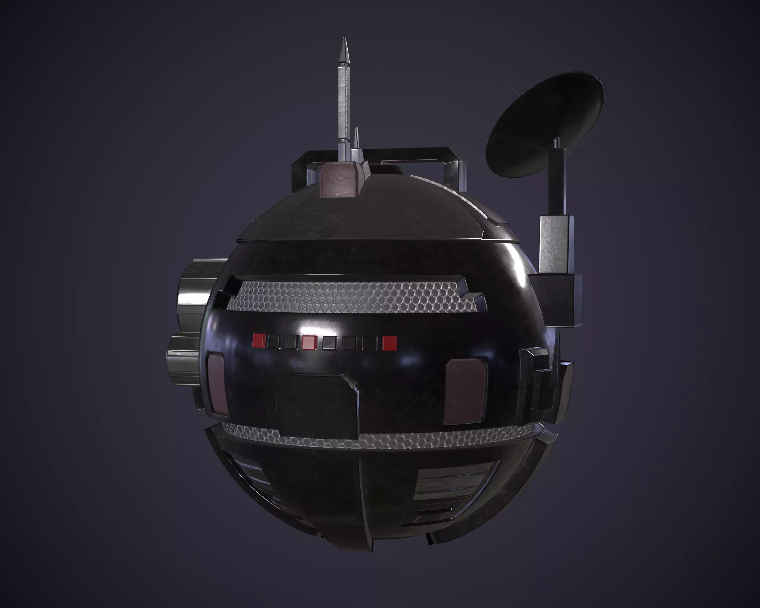DDB2B spacecraft with radio antenna Low-poly 3D model