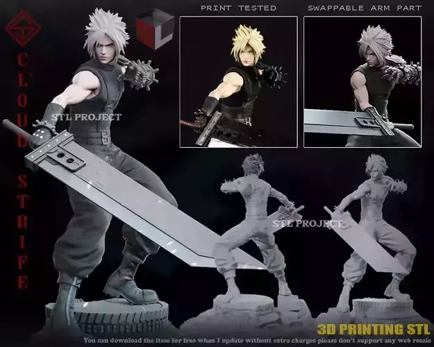 Cloud Strife 3D print model