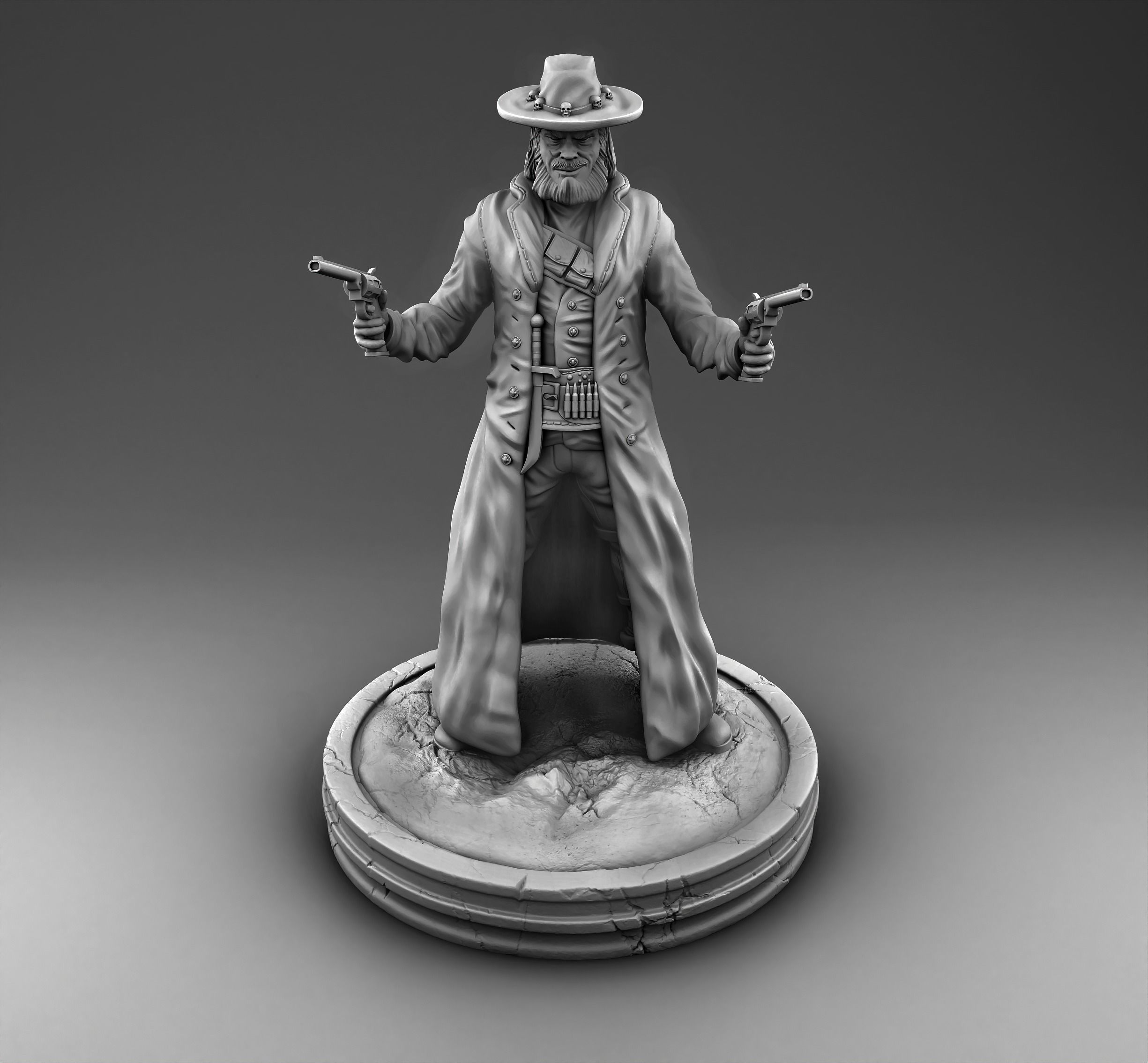 Banit statue of man holding gun 3D print model_2