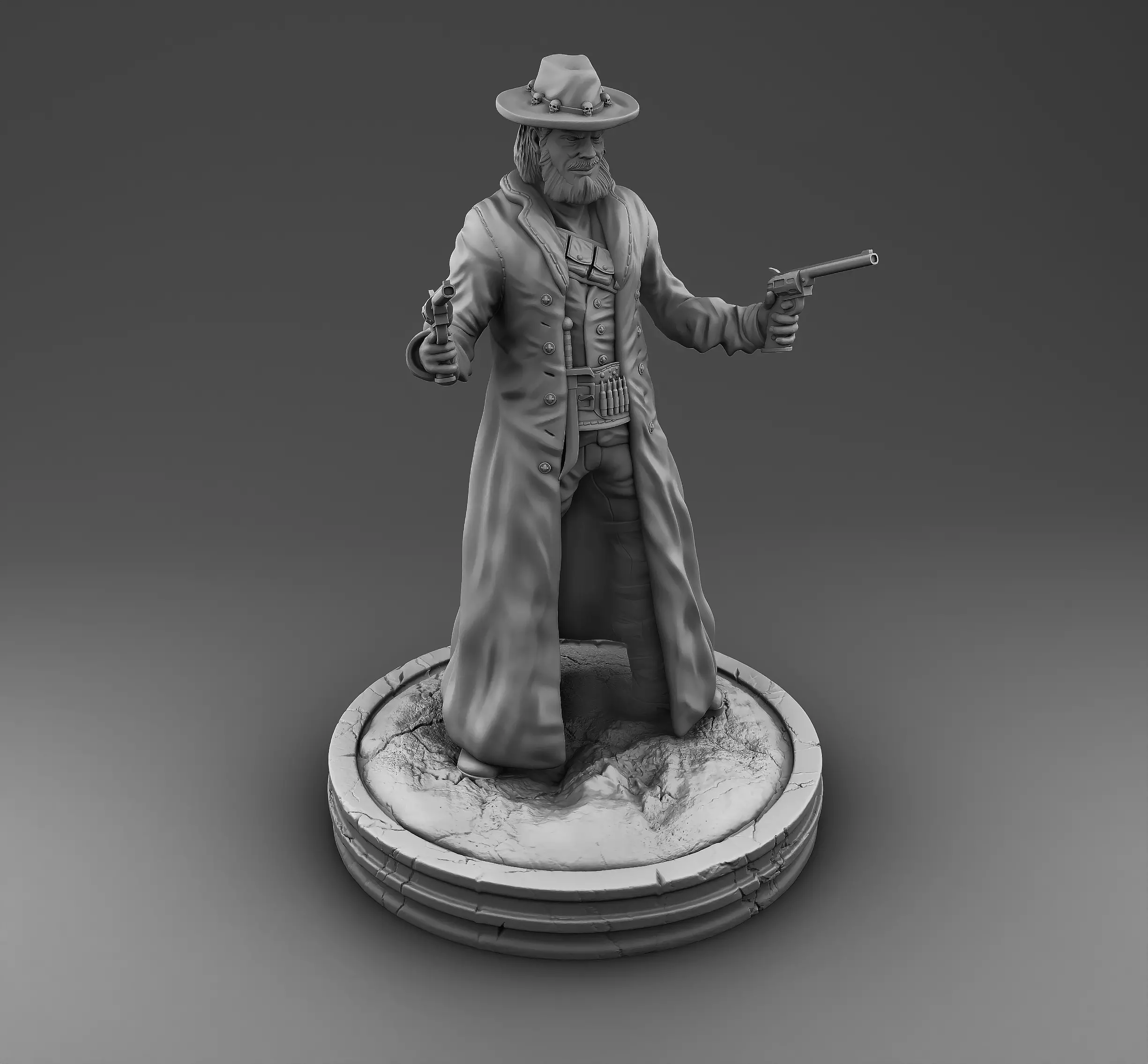 Banit statue of man holding gun 3D print model_0