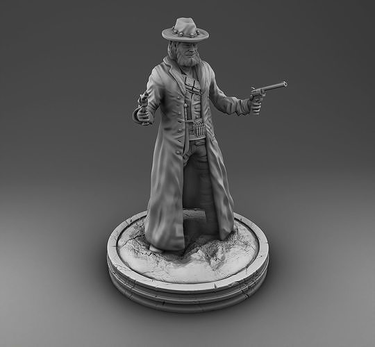 Banit statue of man holding gun 3D print model
