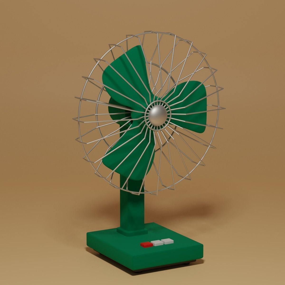 Cartoon Vintage Retro Table Fan 3D model_6