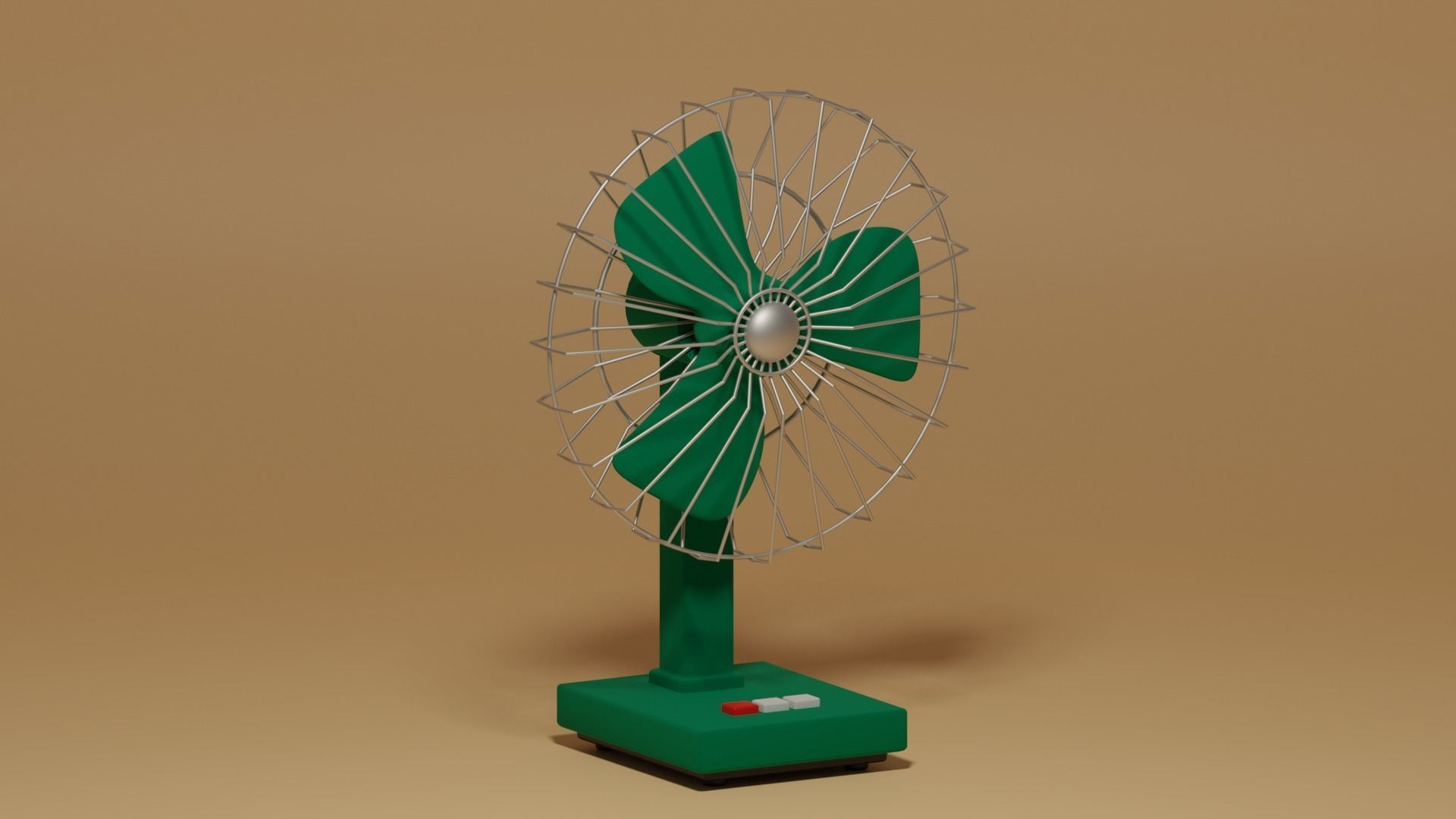 Cartoon Vintage Retro Table Fan 3D model_3