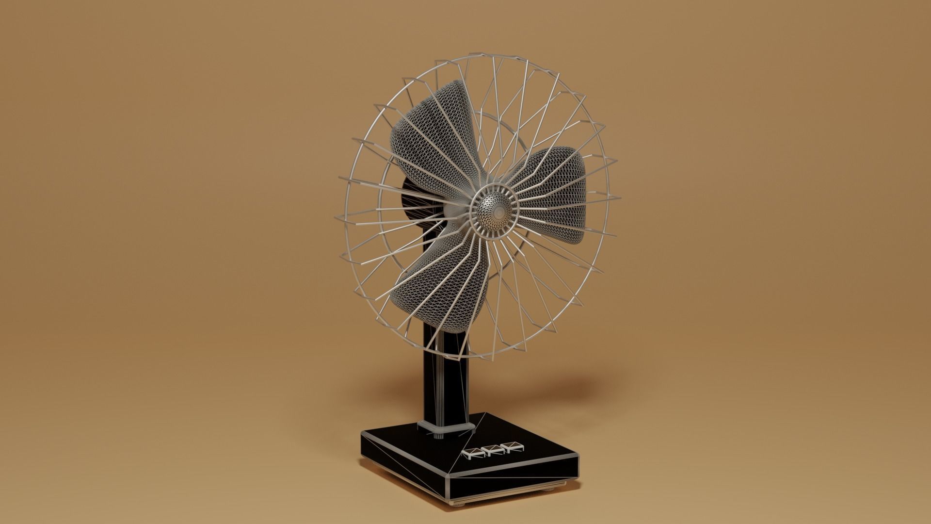 Cartoon Vintage Retro Table Fan 3D model_8