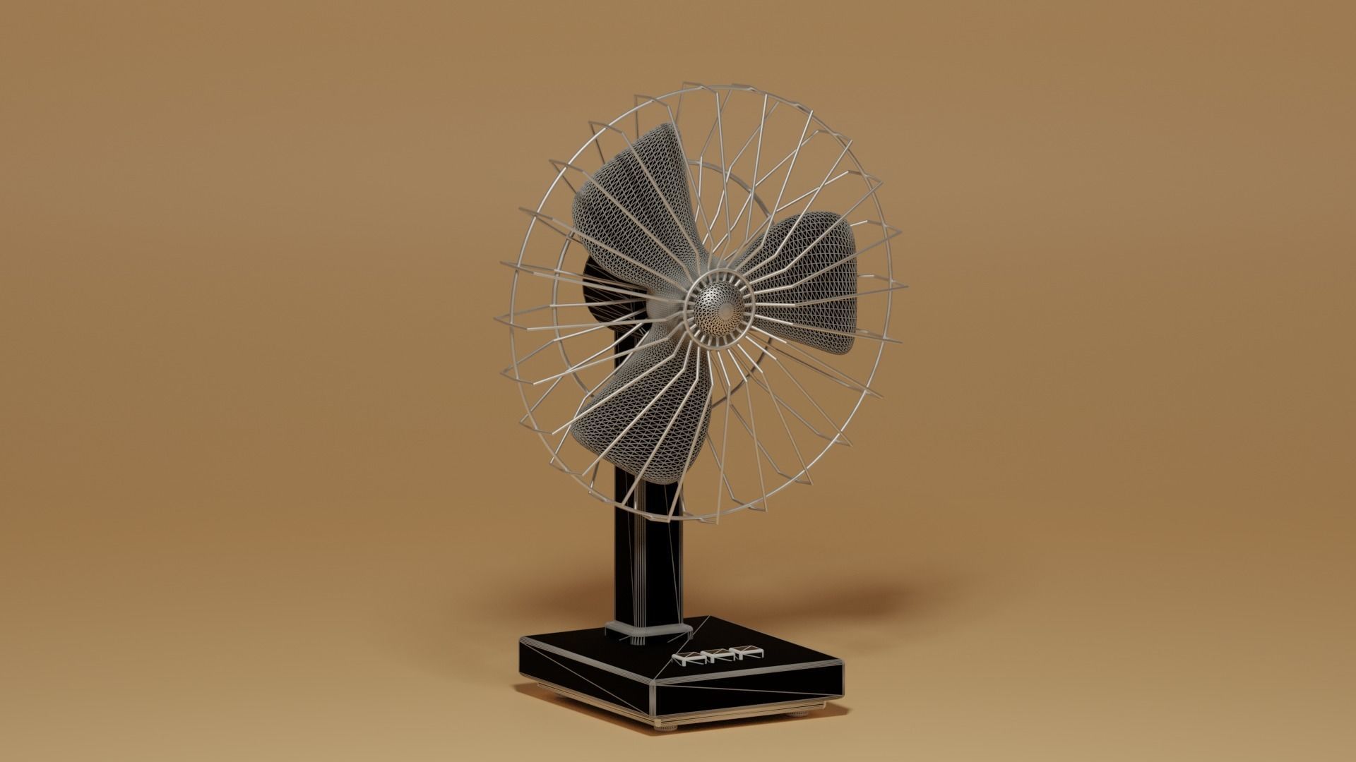 Cartoon Vintage Retro Table Fan 3D model_7