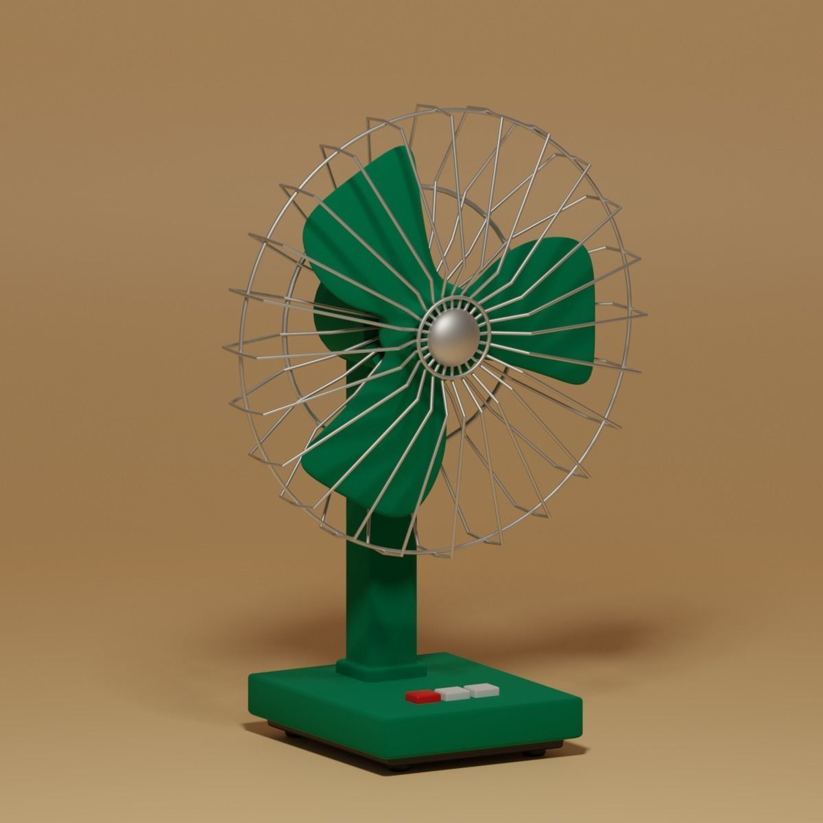 Cartoon Vintage Retro Table Fan 3D model_5