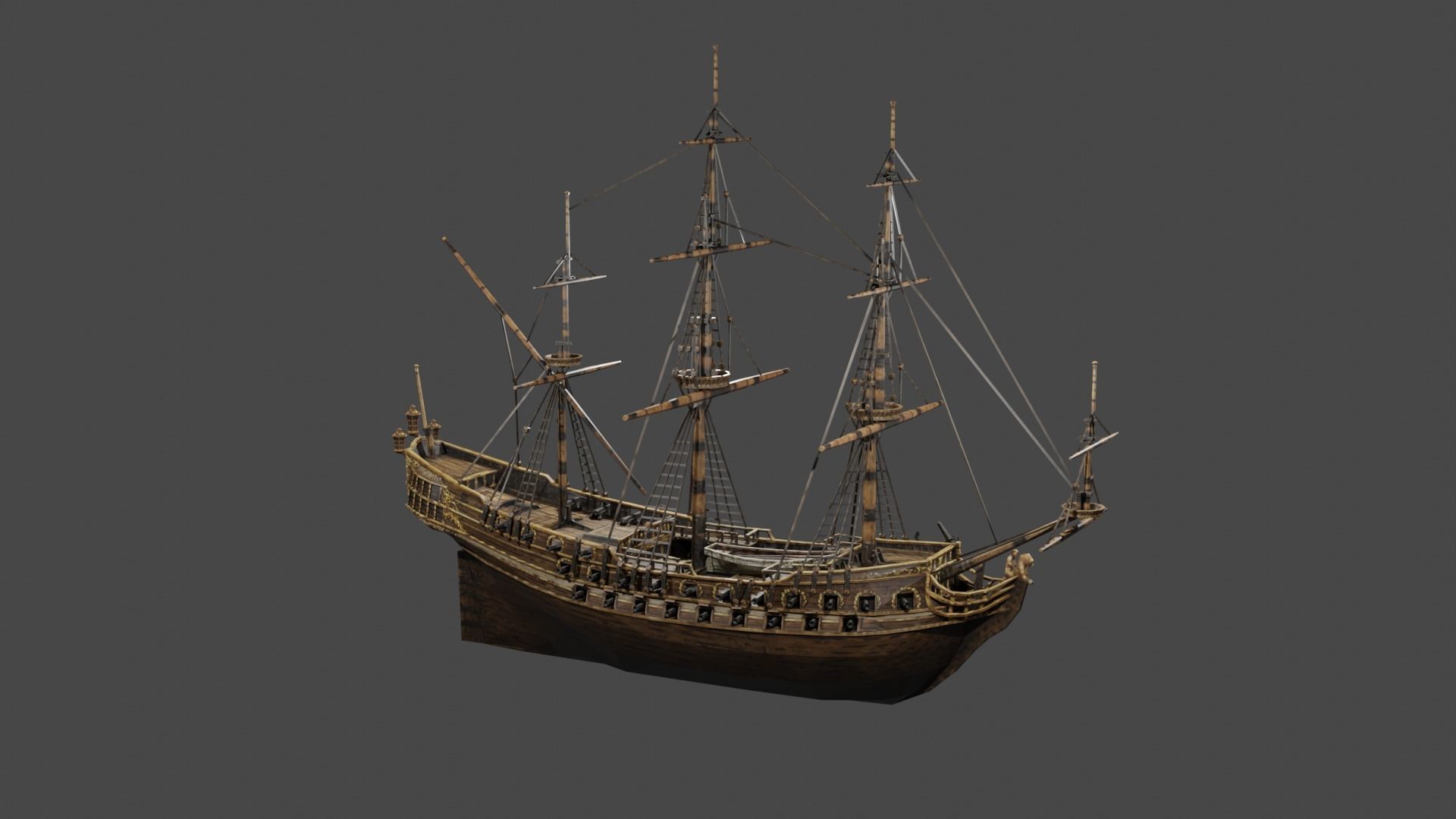 Battleship - Ship of the Line Low-poly 3D model_1