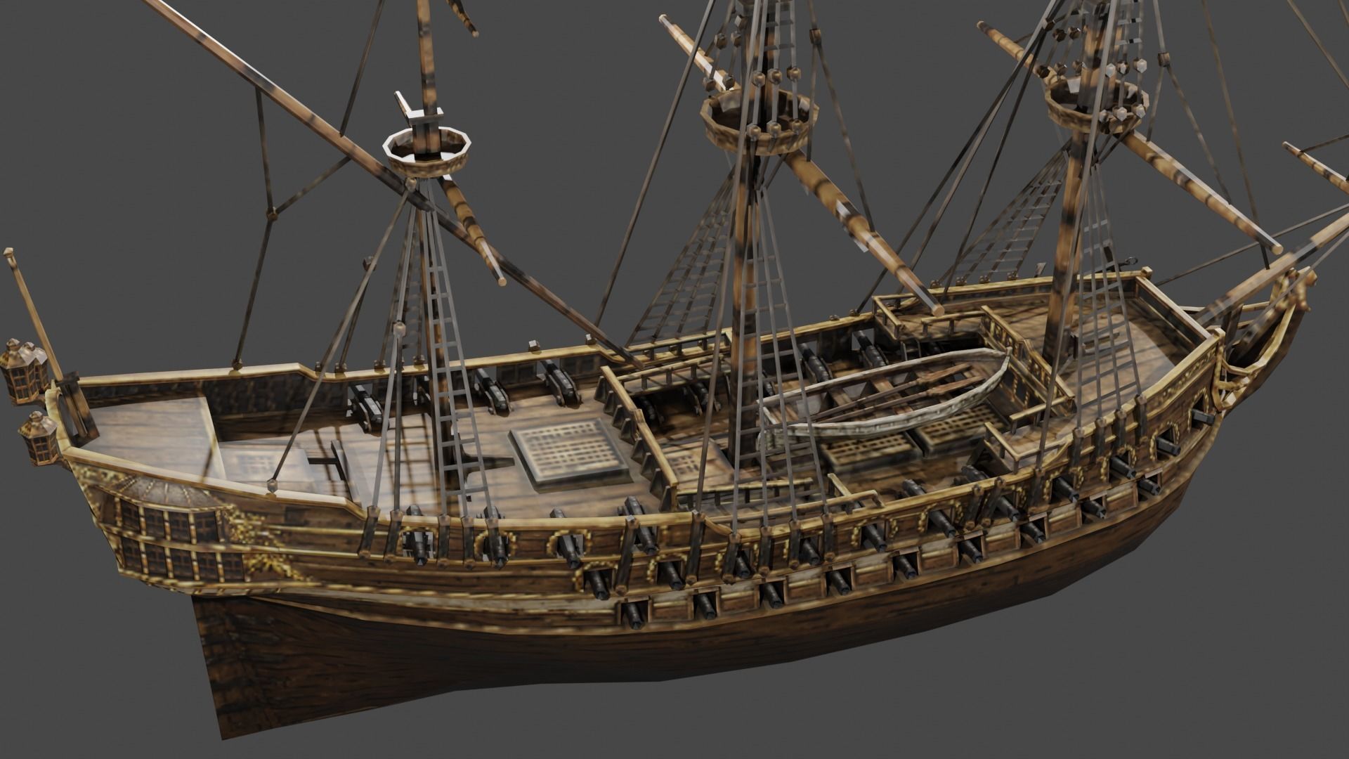 Battleship - Ship of the Line Low-poly 3D model_3