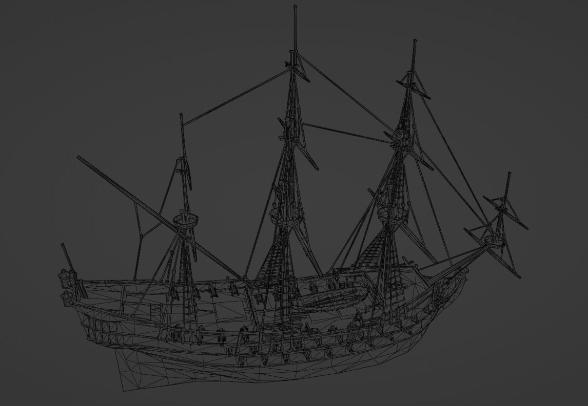 Battleship - Ship of the Line Low-poly 3D model_6