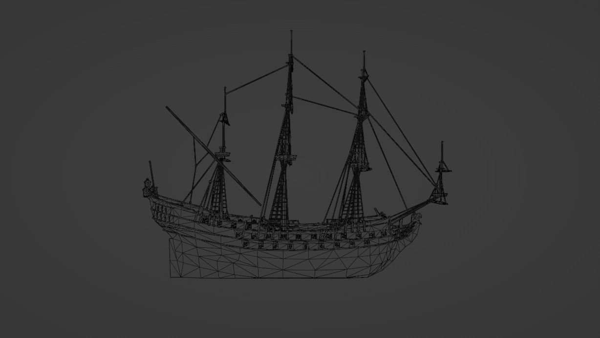 Battleship - Ship of the Line Low-poly 3D model_4