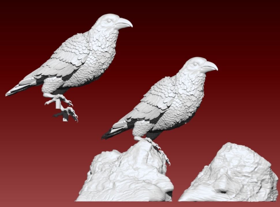 Crow miniature  3D print model_1