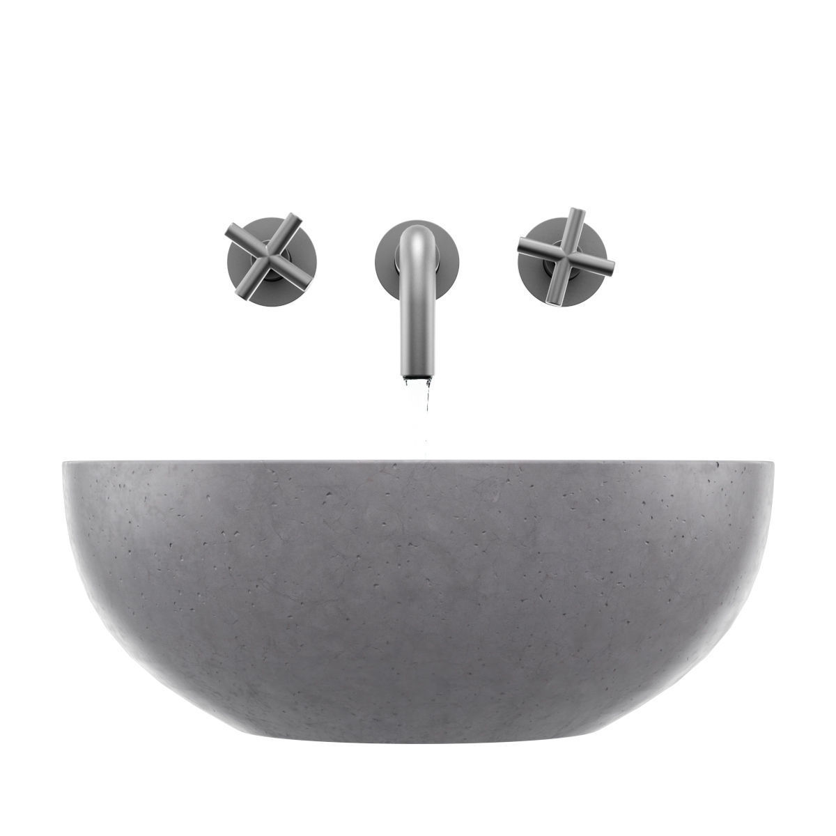 Gray architectural concrete Bowl sink 3D model_2