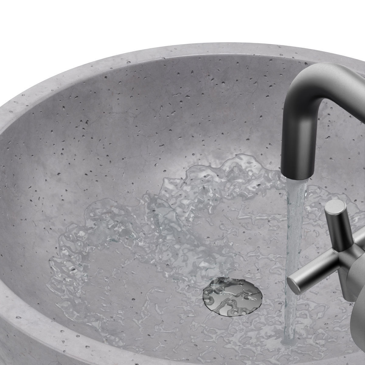 Gray architectural concrete Bowl sink 3D model_4