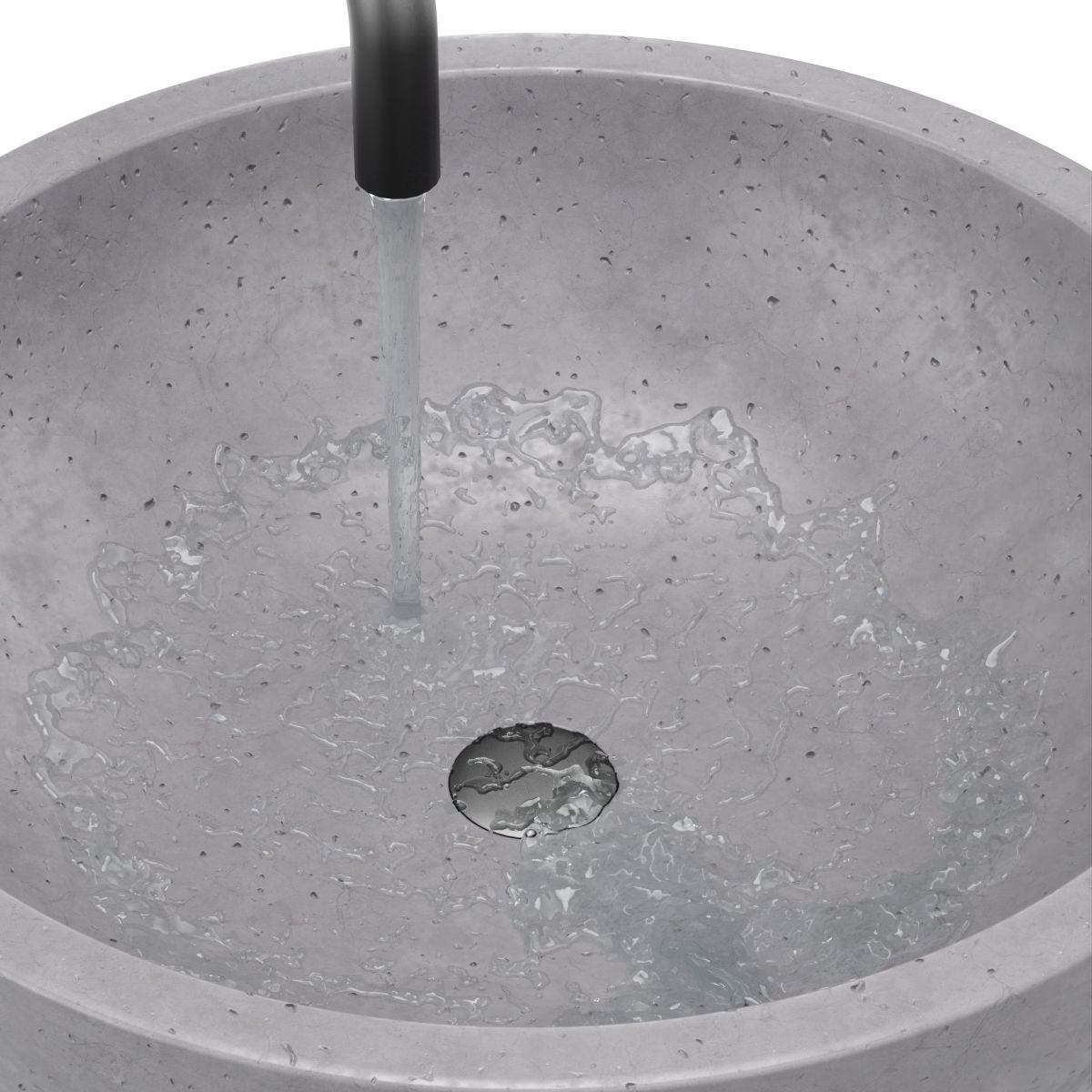 Gray architectural concrete Bowl sink 3D model_3