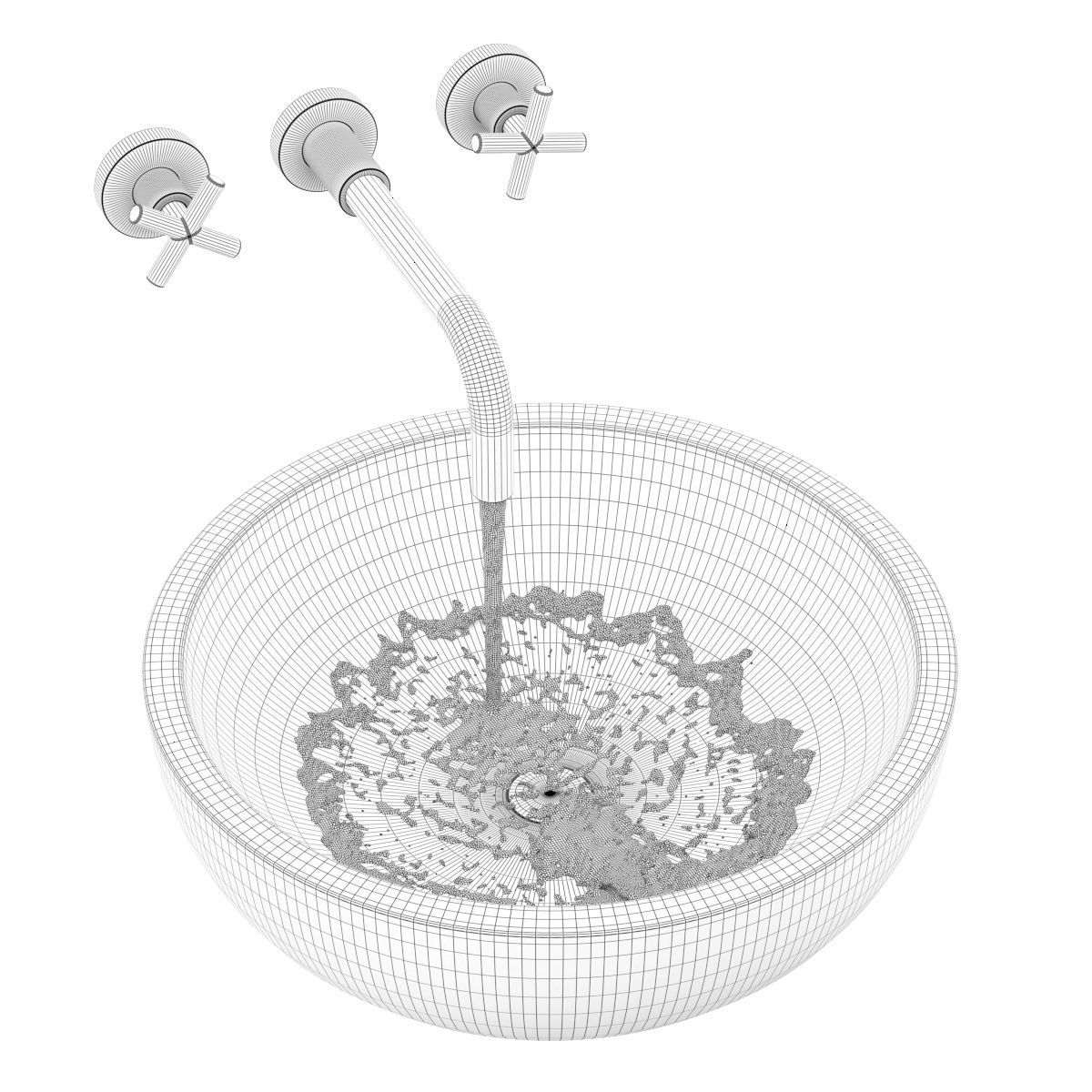 Gray architectural concrete Bowl sink 3D model_6