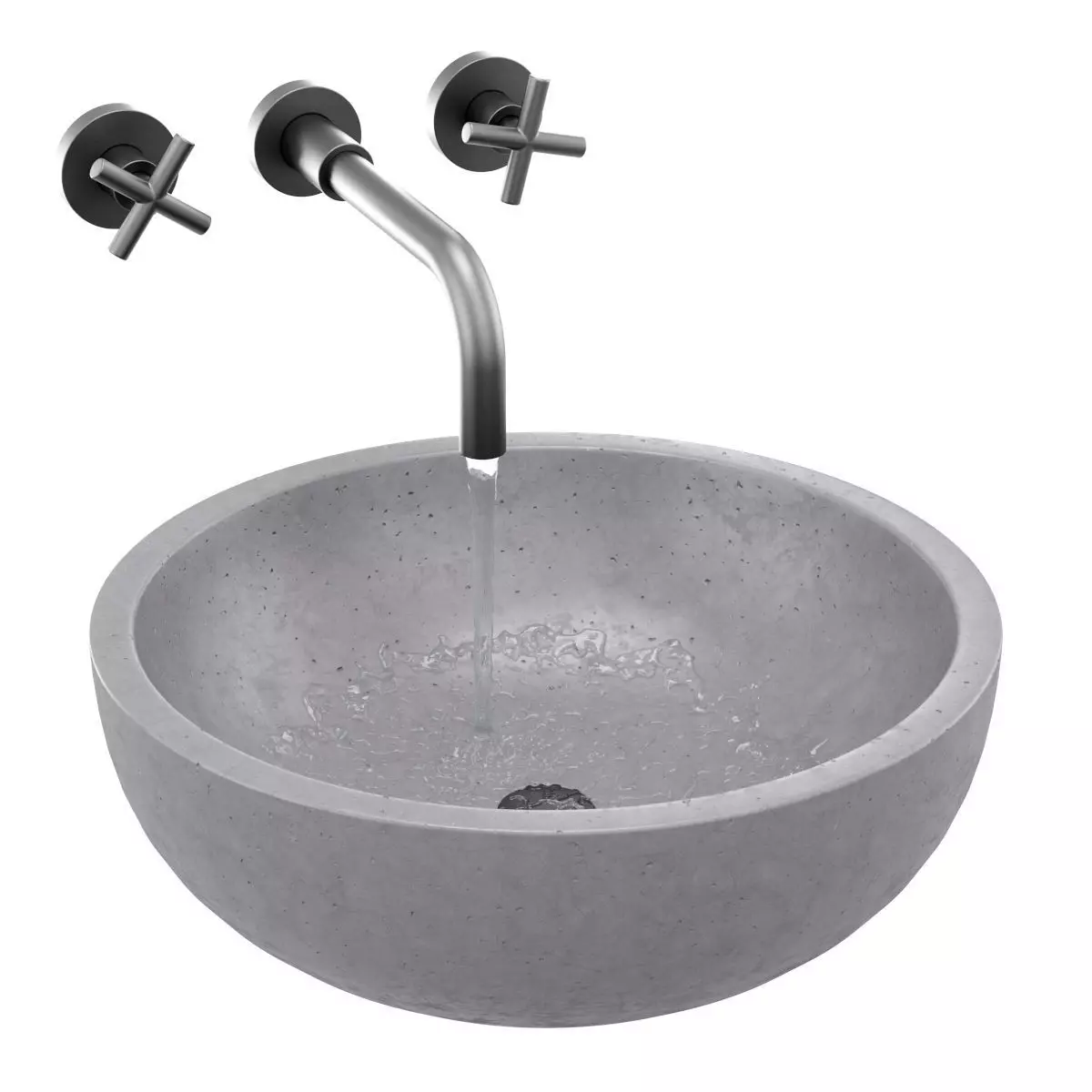 Gray architectural concrete Bowl sink 3D model_0