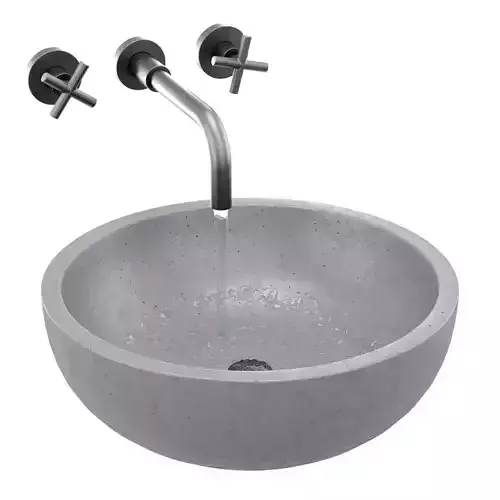 Gray architectural concrete Bowl sink 3D model