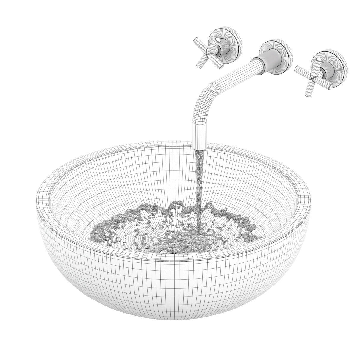 Gray architectural concrete Bowl sink 3D model_5