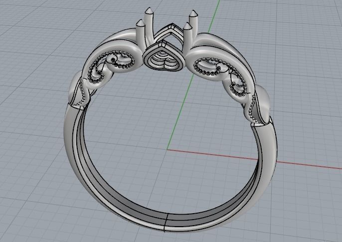 Ring with heart and patterns Model 1792 3D print model_2