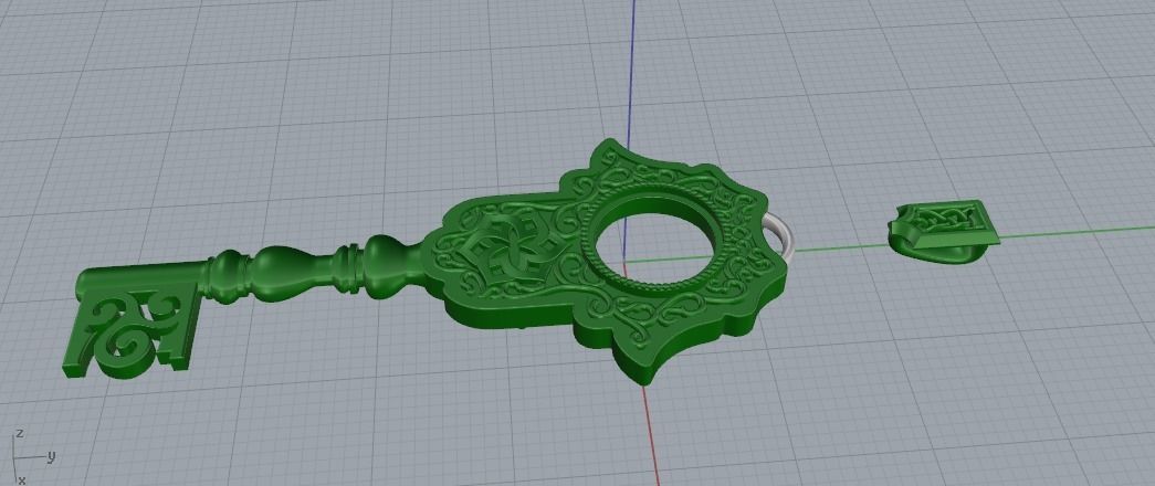 Pendant with key shape Model 1824 3D print model_2