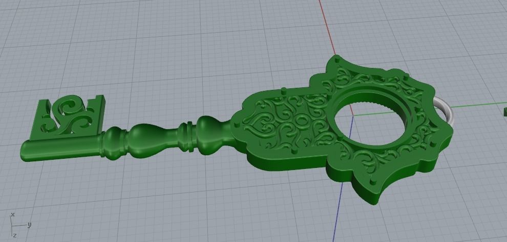 Pendant with key shape Model 1824 3D print model_4