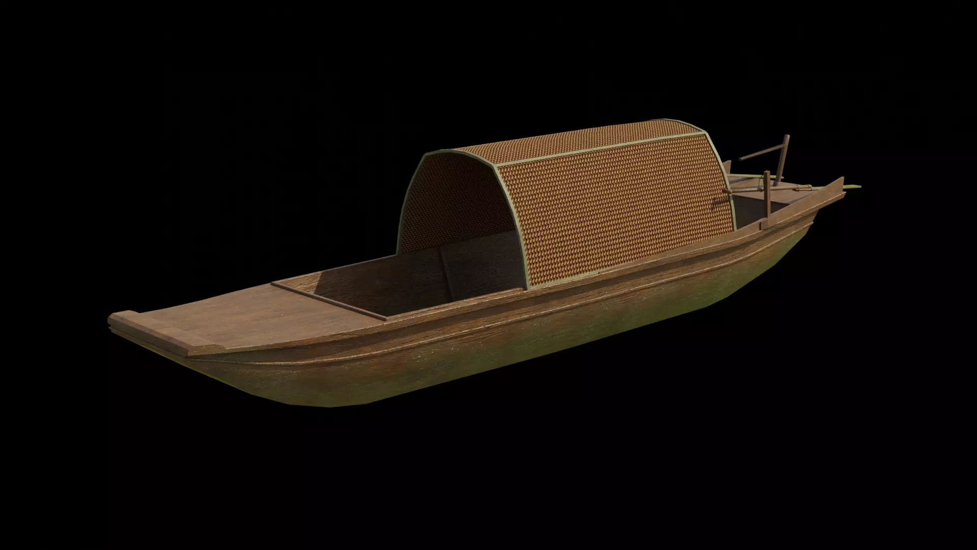chinese black-awning boat Free low-poly 3D model