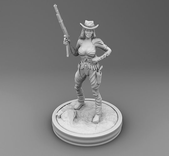 Bold west woman  3D print model
