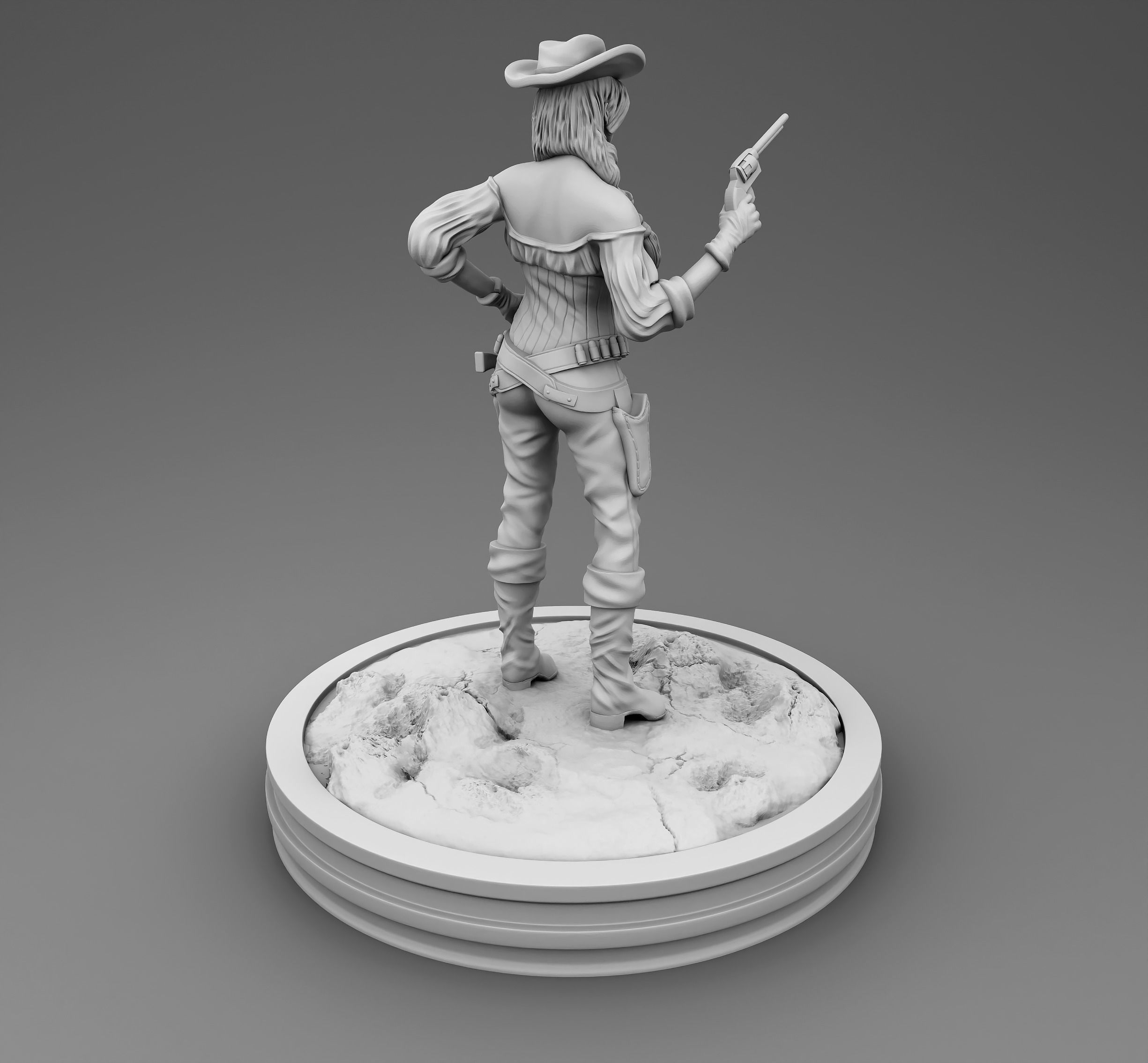 Girl with gun 3D print model_1