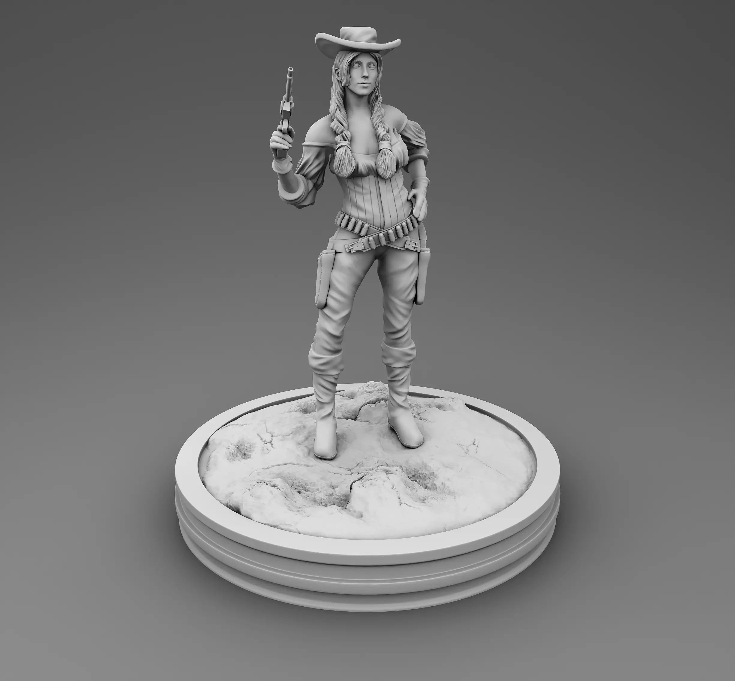 Girl with gun 3D print model_0