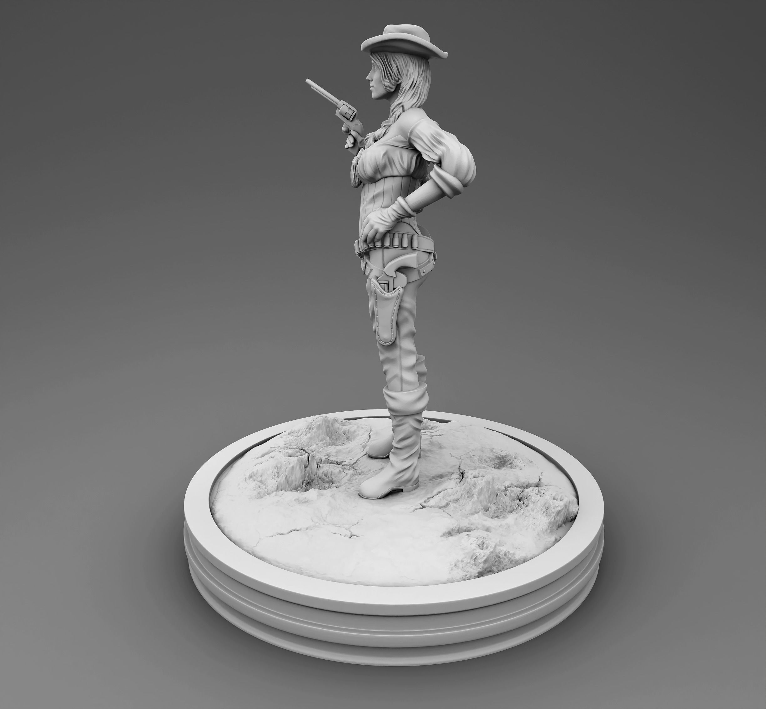 Girl with gun 3D print model_2