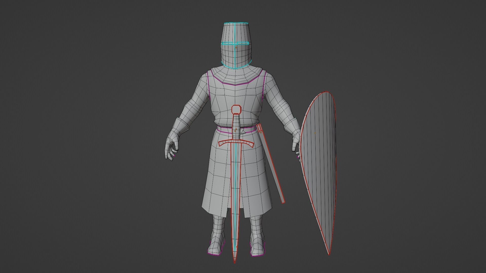 Crusader Knights Low-poly 3D model_9