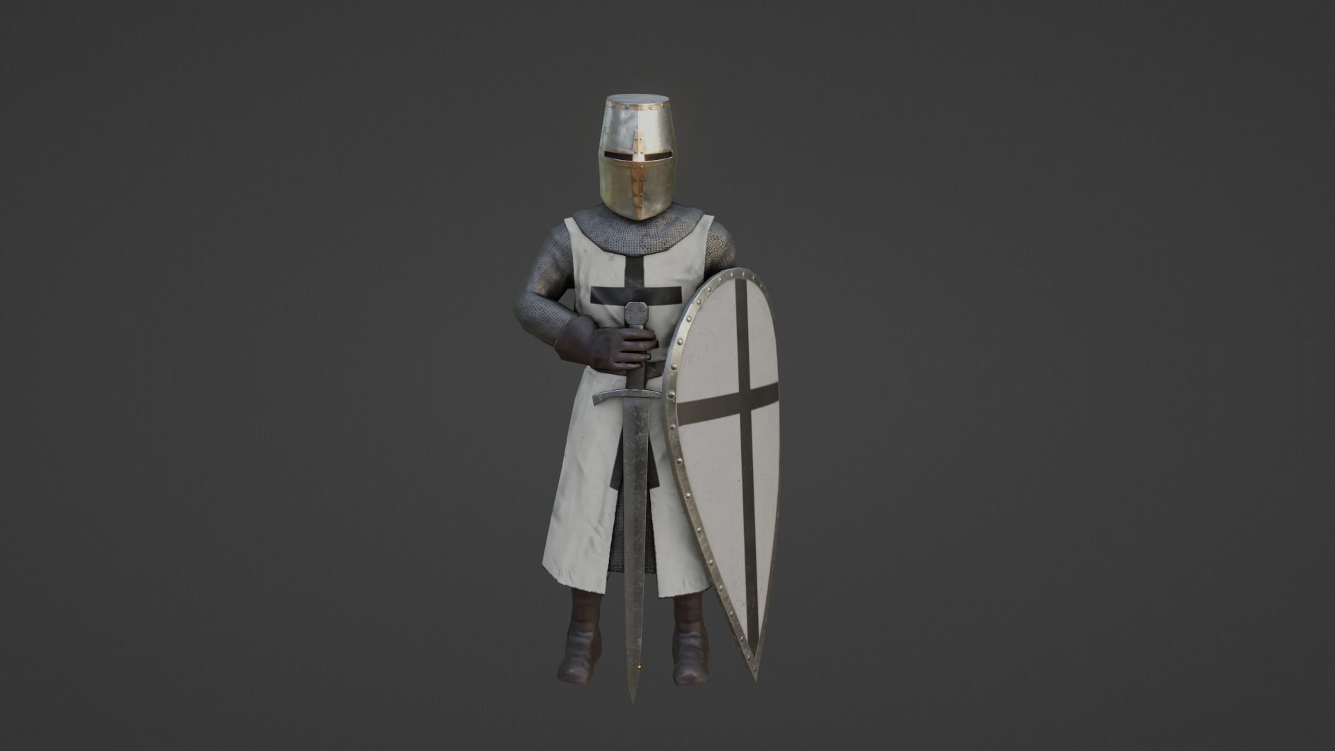 Crusader Knights Low-poly 3D model_1