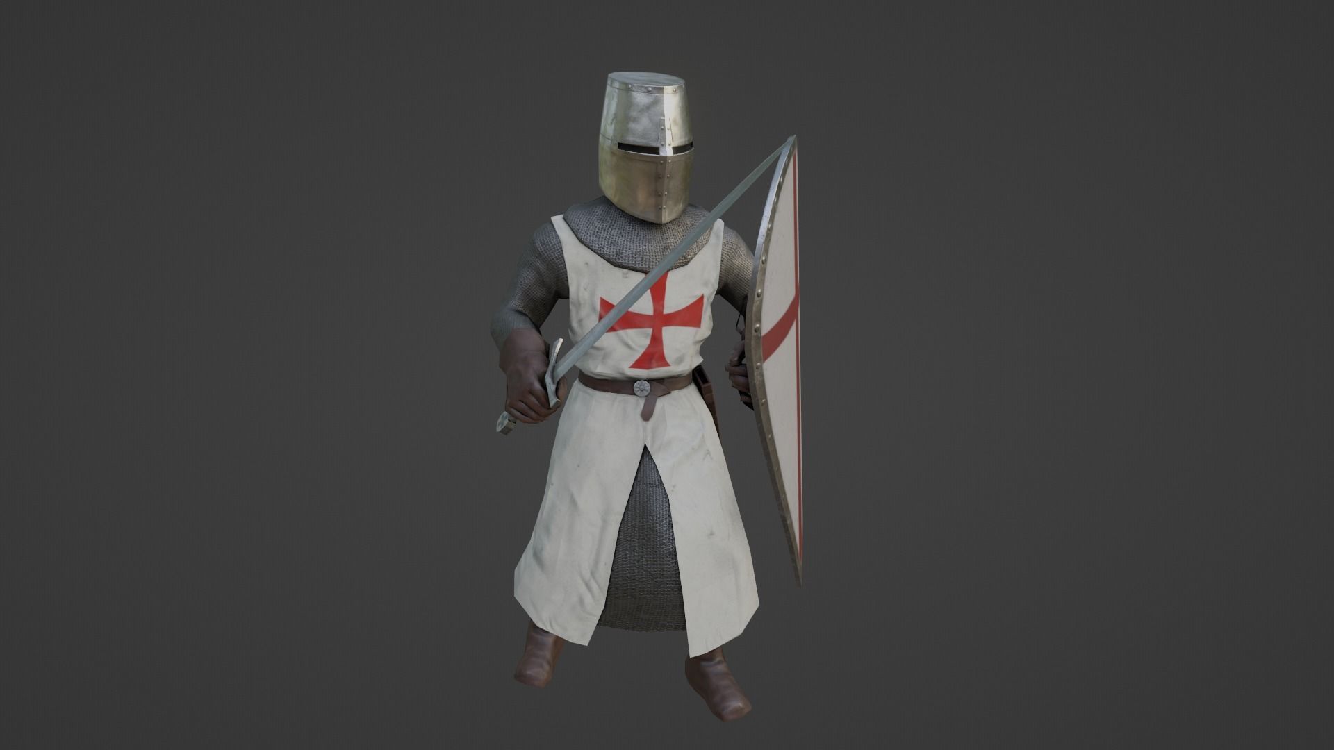 Crusader Knights Low-poly 3D model_5