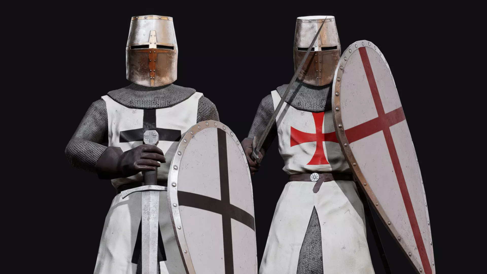 Crusader Knights Low-poly 3D model_0