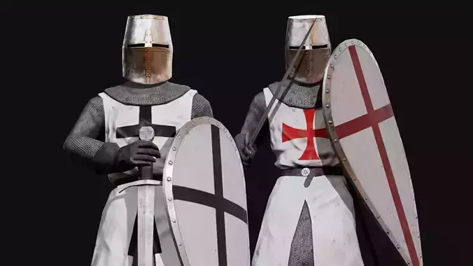 Crusader Knights Low-poly 3D model