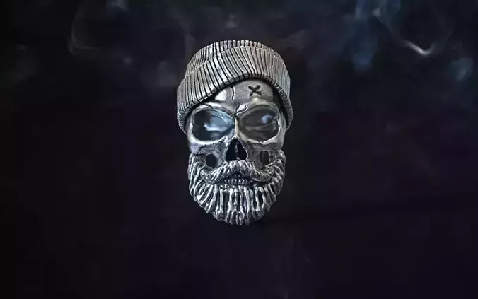 ring biker skull hat beard