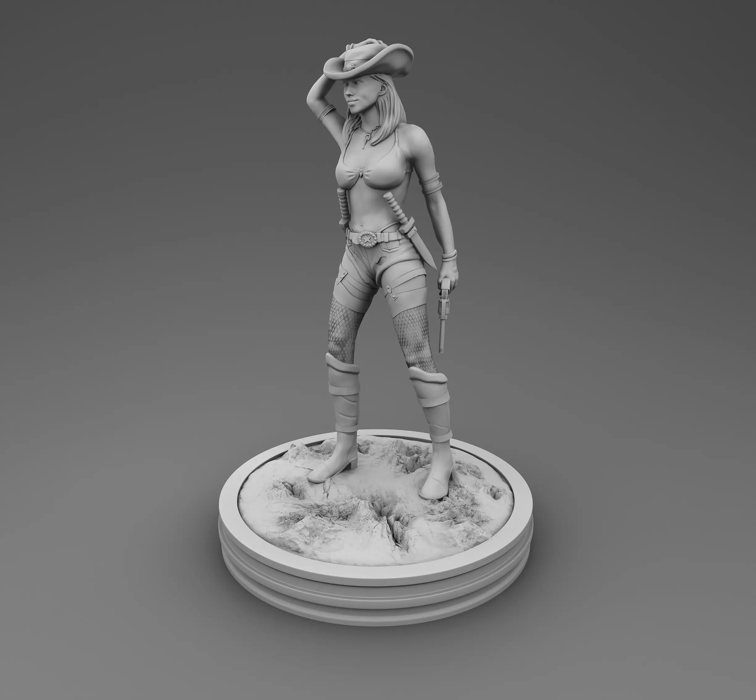 Cowboy woman 3D print model_0
