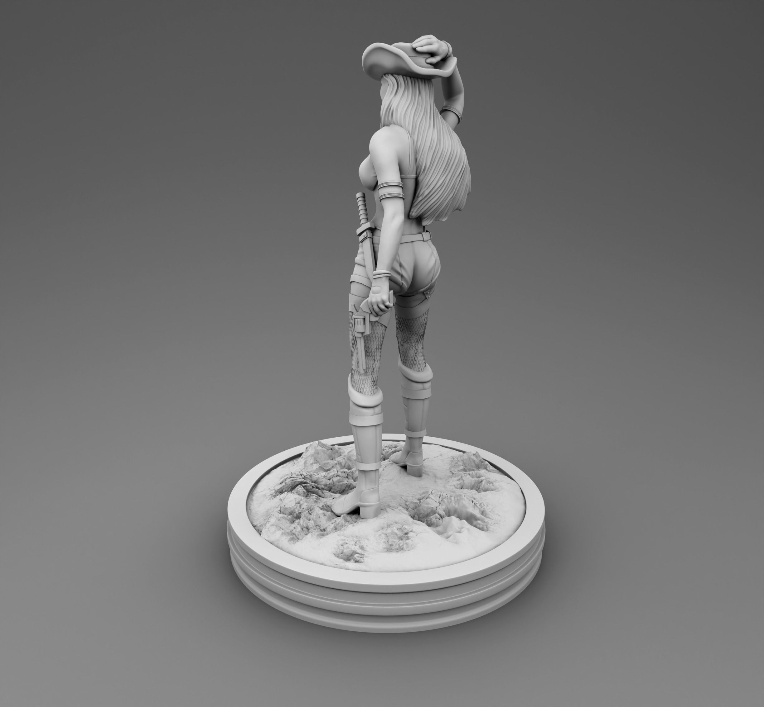 Cowboy woman 3D print model_2