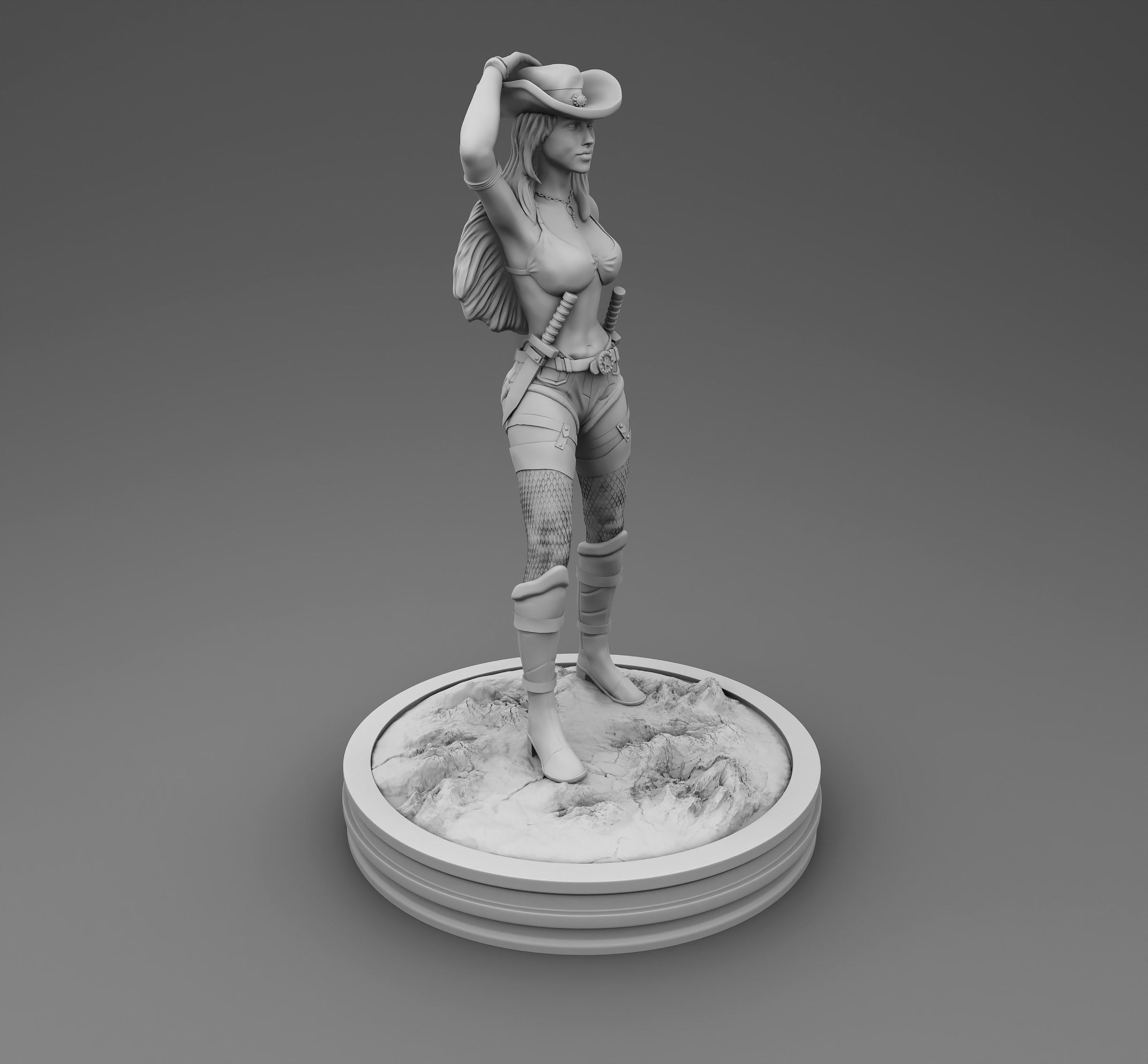 Cowboy woman 3D print model_1
