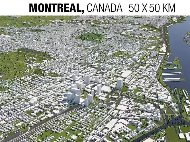 Montreal Canada 50x50km 3D City Map