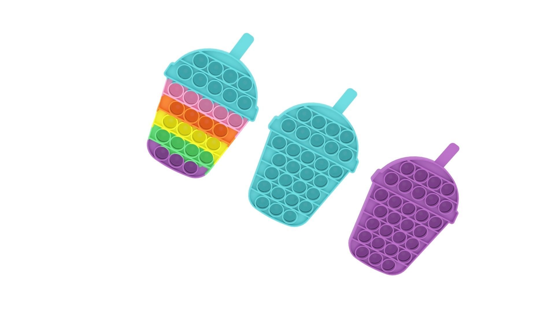 Milkshake Pop It Fidget Toys Set 3D model_6