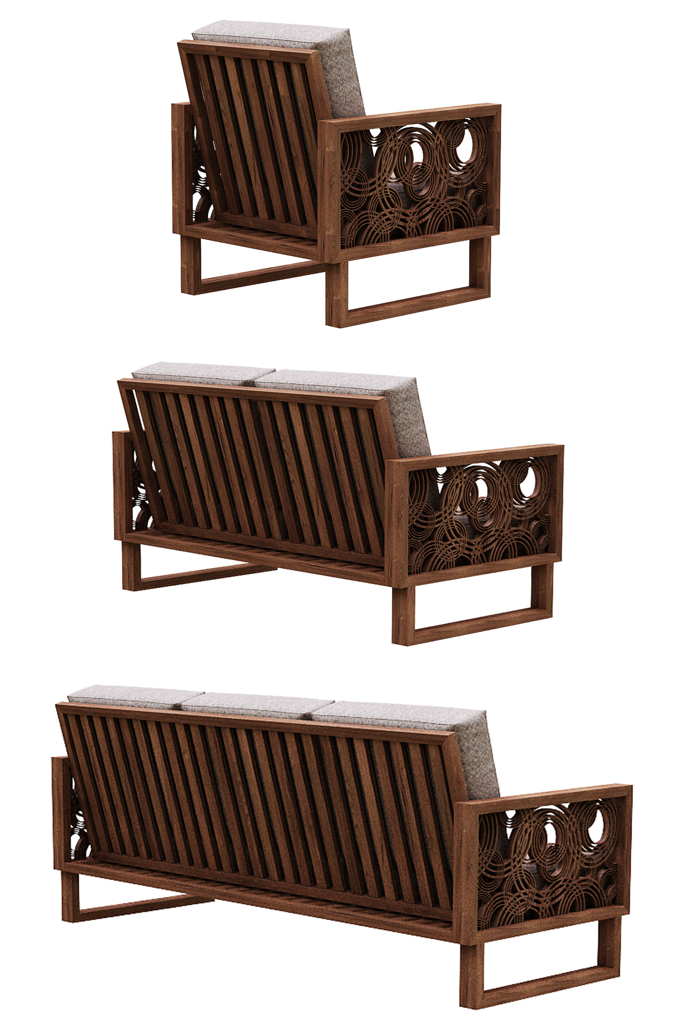 Sofa Colection 09 Low-poly 3D model_4