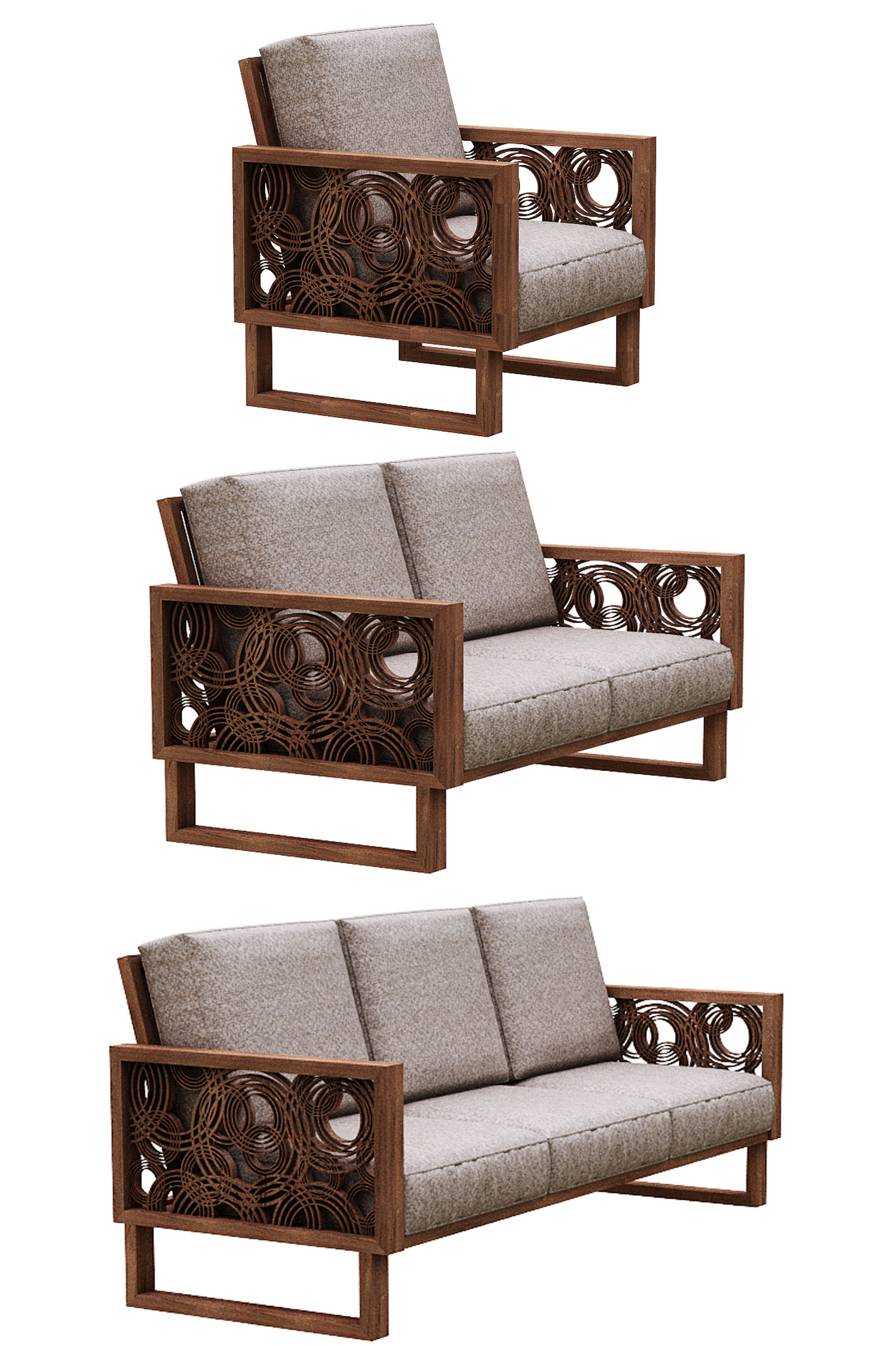 Sofa Colection 09 Low-poly 3D model_2