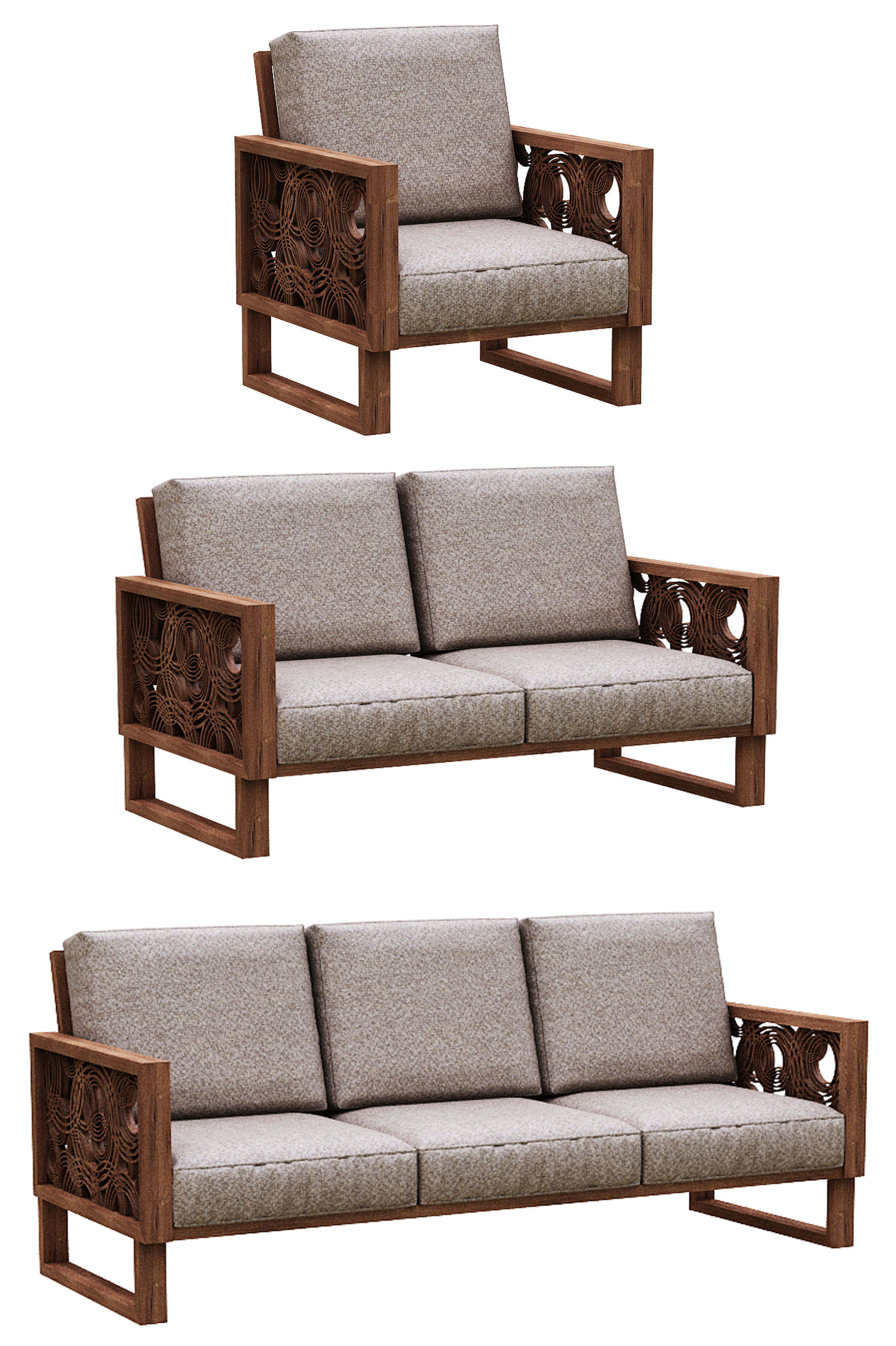 Sofa Colection 09 Low-poly 3D model_1