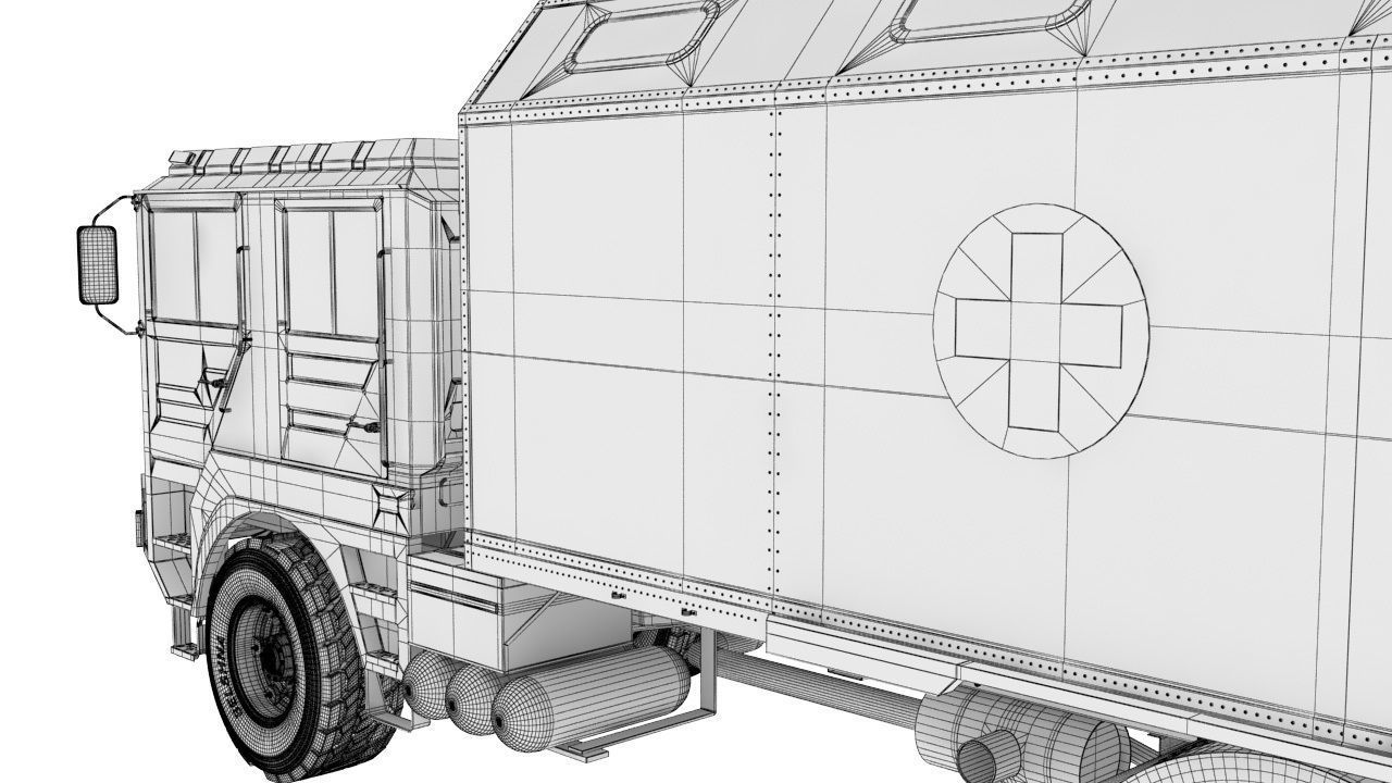 Ambulance military vehicle 3D model_24